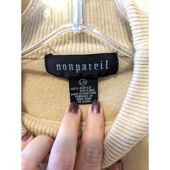 Vintage Nonpareil Mock Neck Sweater Knit Beige Tan Preppy Cozy Neutral Sz L - Picture 6 of 6